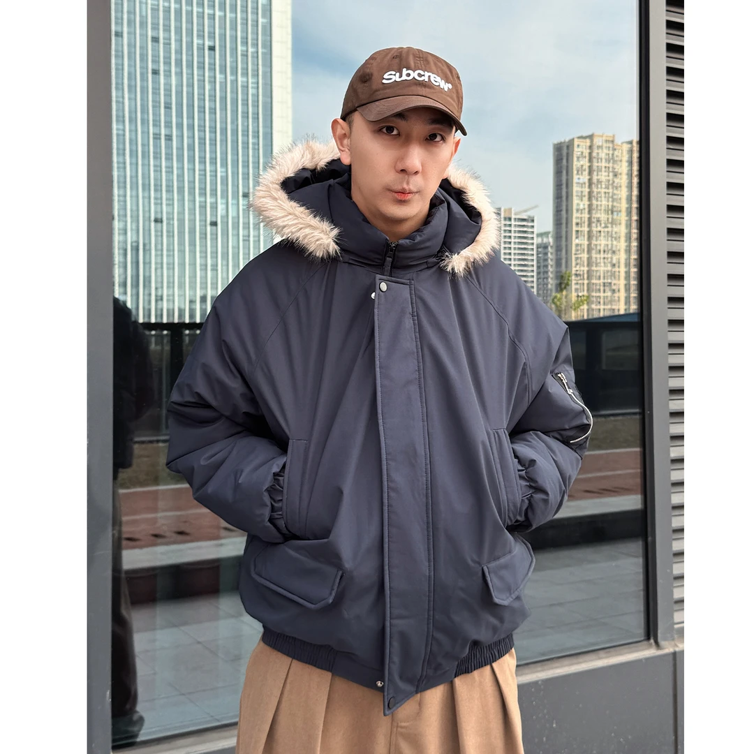 大毛领可拆卸美式宽松棉服外套潮牌夹克棉衣加厚XQH2529872