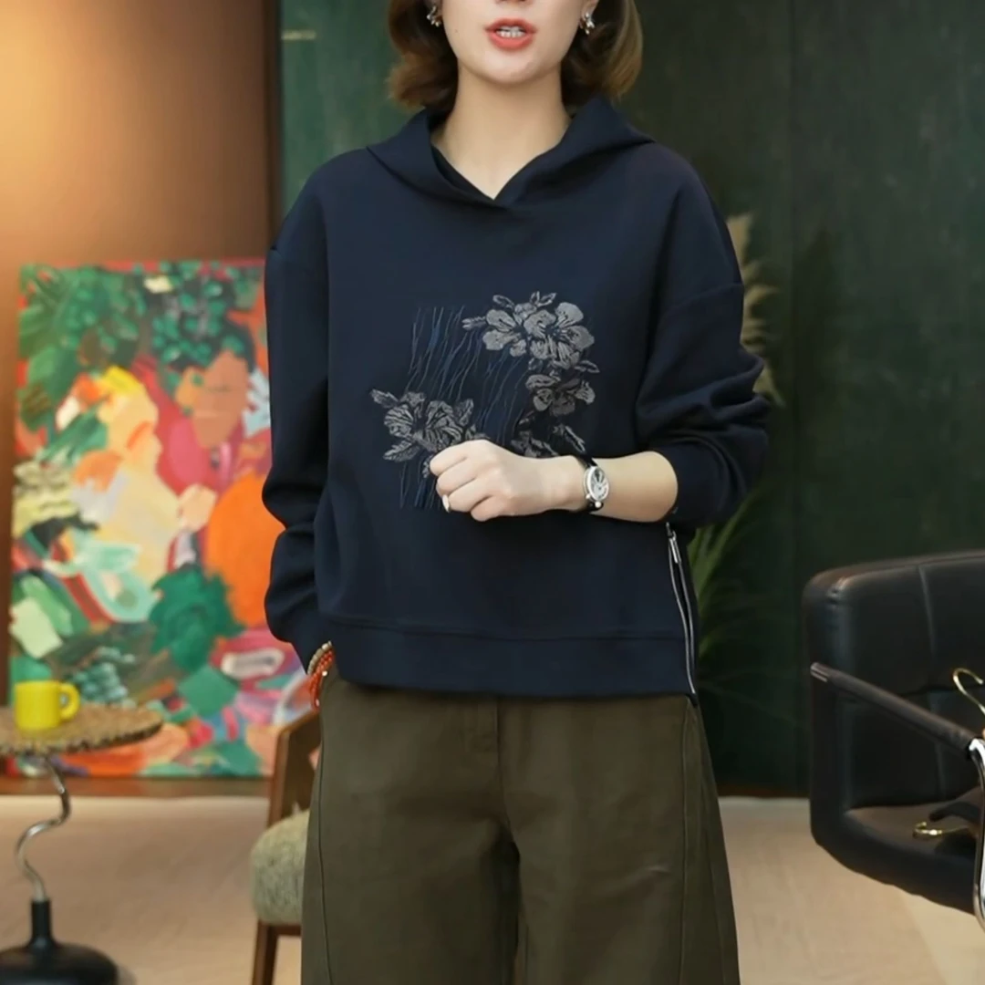 【夜来香】洋气新款老钱风女百搭小众休闲轻奢连帽卫衣LK2506888