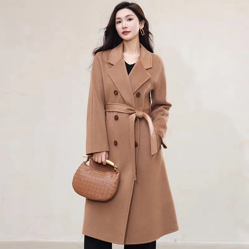 100-130专柜羊毛大衣气质时尚女士毛呢中长款双面呢秋冬显瘦百搭