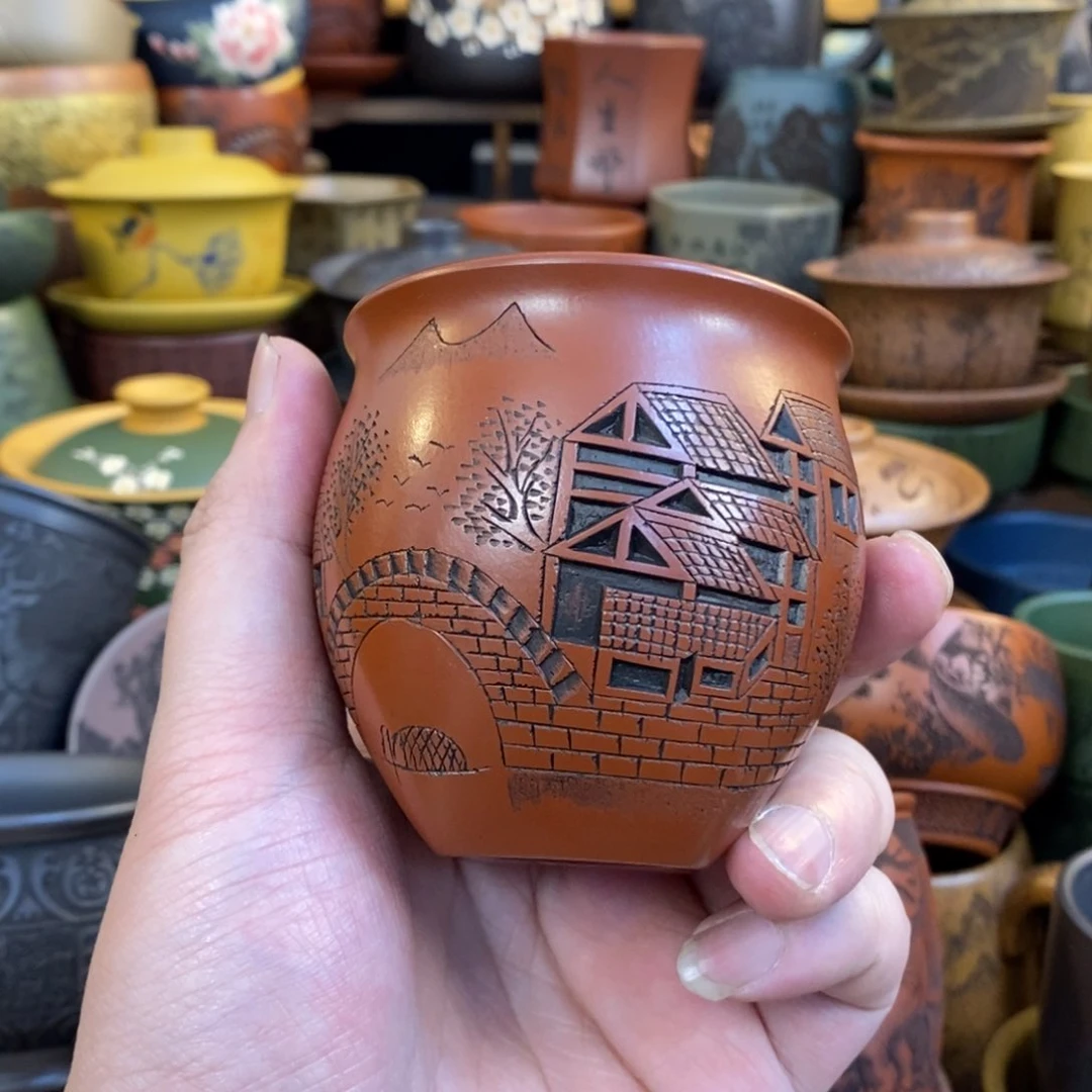 紫砂杯子宜兴全手工紫砂杯