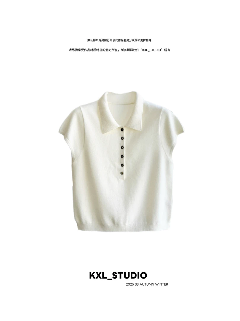 KXL-STUDIO【鼎奢臻绒】“软黄金”100%山羊绒polo翻领半袖10087