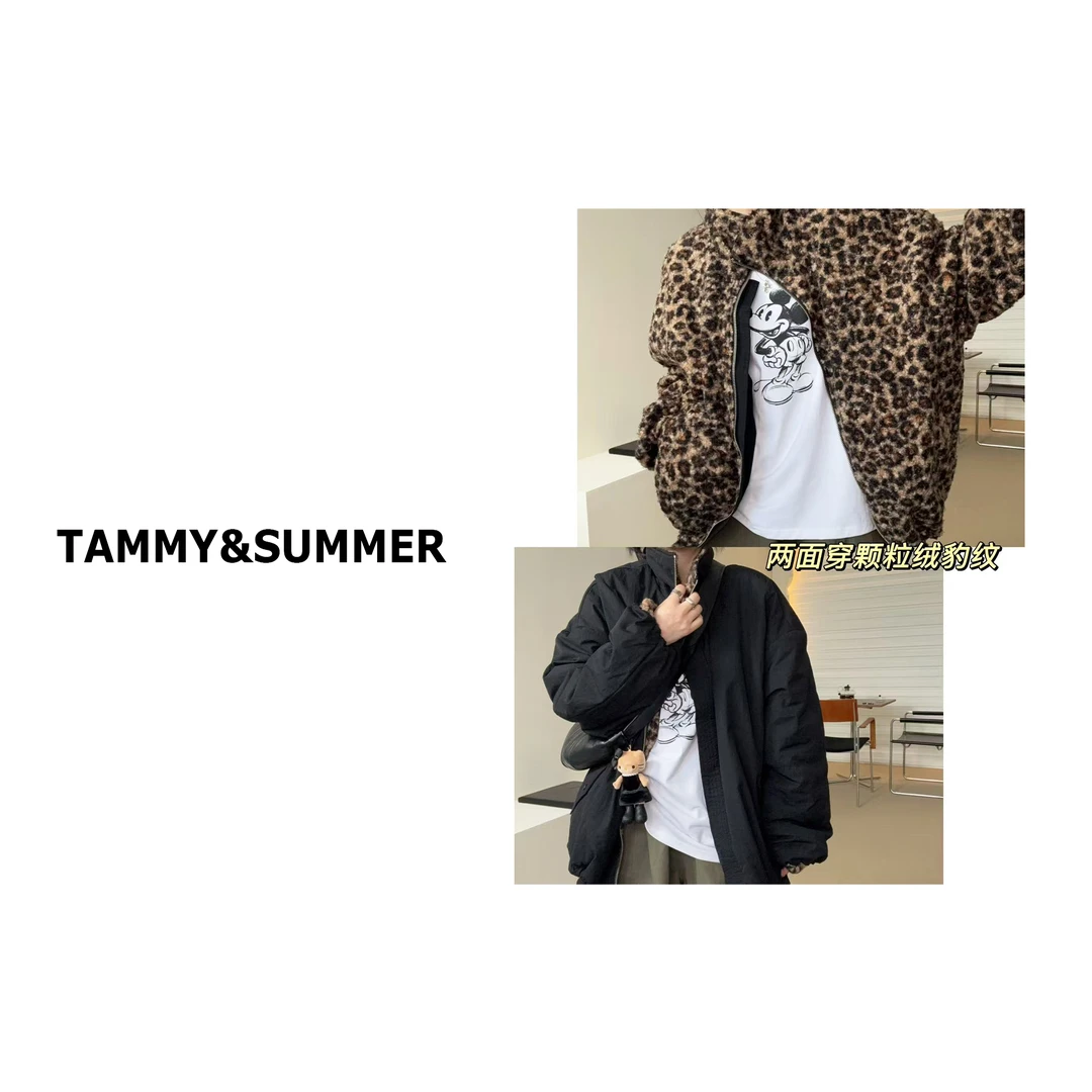 【Tammy&Summer】韩版宽松百搭豹纹两面穿休闲拉链棉服外套569954