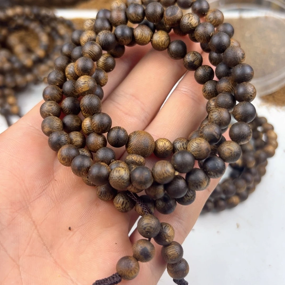 手串沉香义**天圆珠多圈7mm
