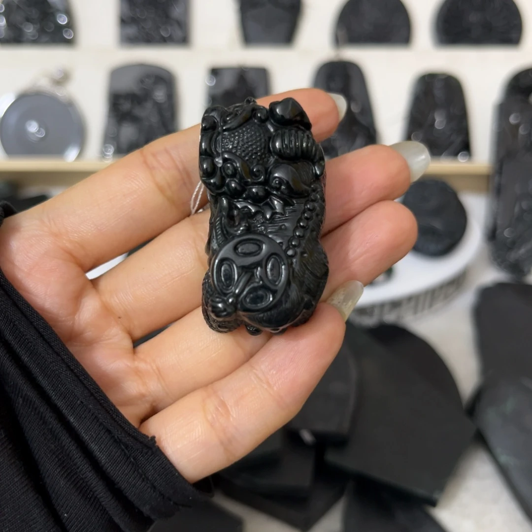 翡翠未镶嵌颈饰慢****急墨翠貔貅挂件吊坠