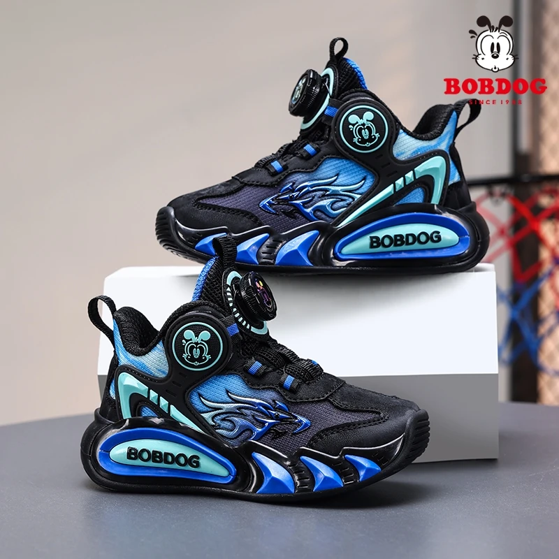 巴布豆男童运动鞋秋季我们透气中大童篮球鞋旋转钮扣儿童跑步鞋子