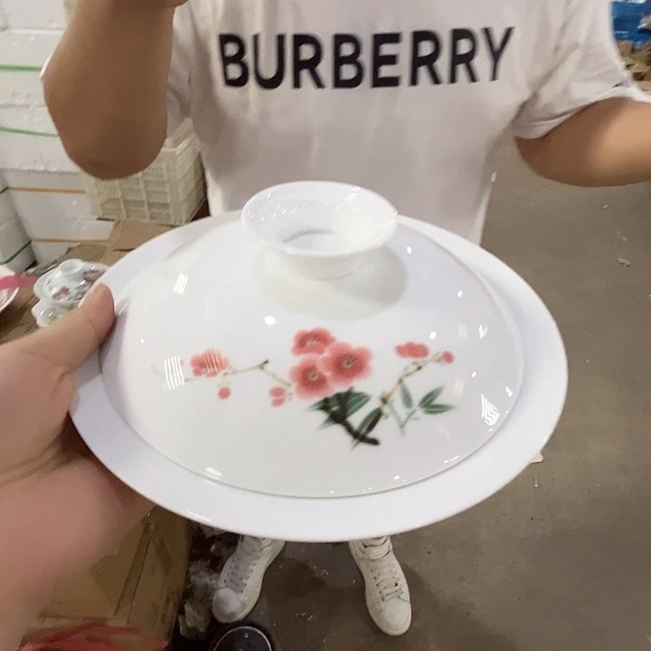瓷片景德镇陶瓷翠竹红梅和和器2只