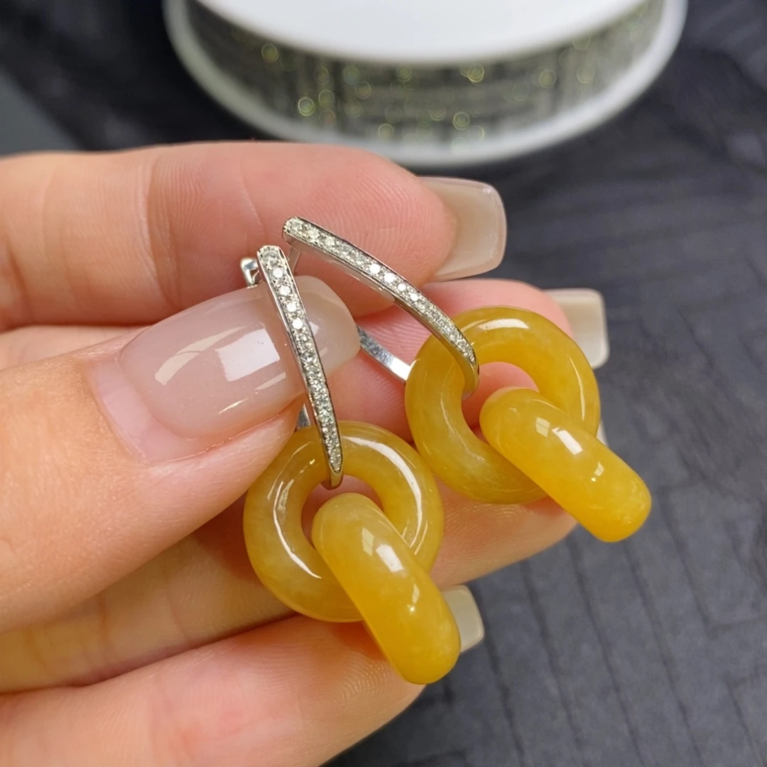 翡翠18K金镶嵌耳饰环环相扣➕经典款耳包