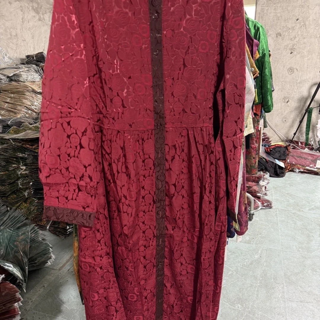7282清仓福利提花国风双穿风衣连衣裙