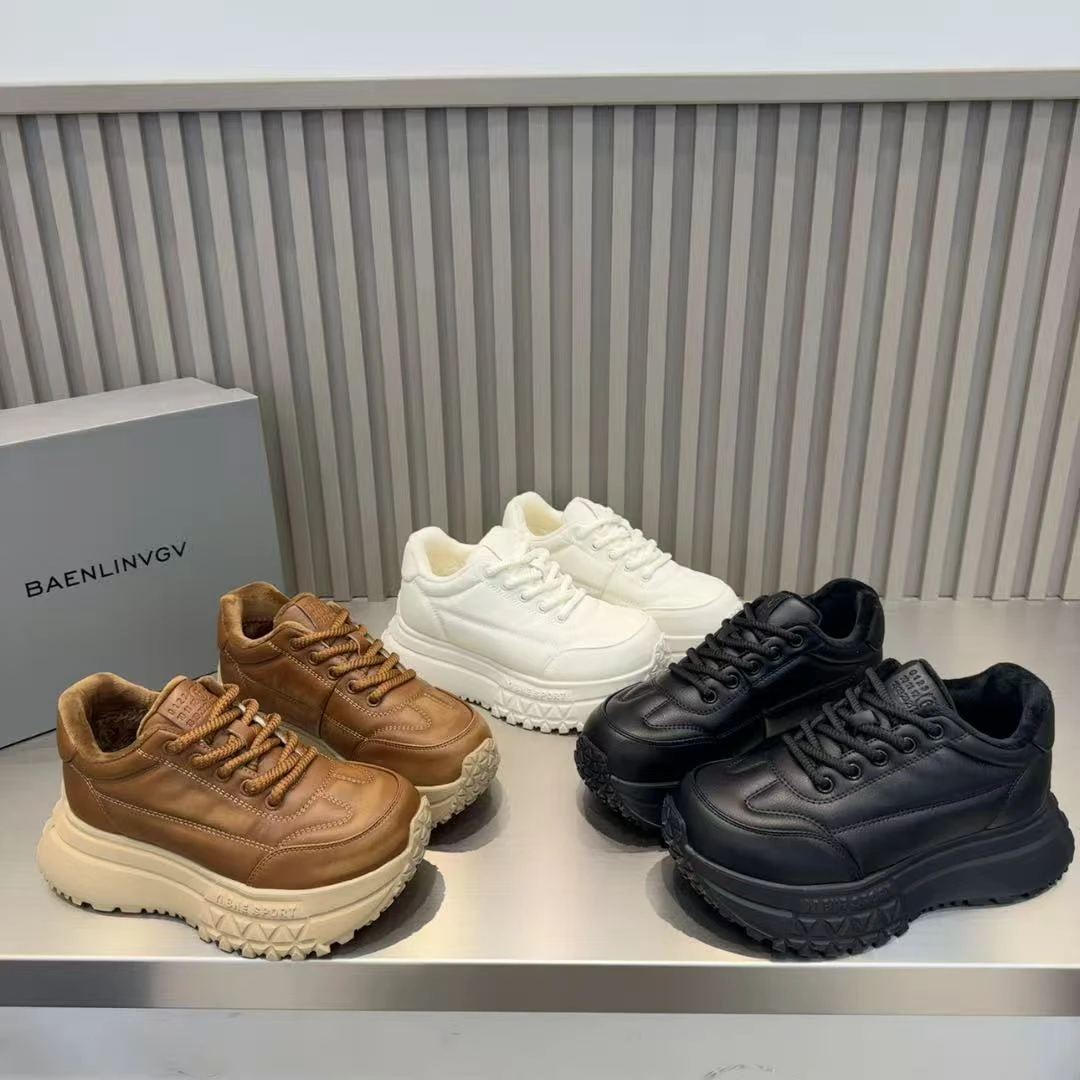 冬季爆款厚底增高加棉保暖百搭时尚洋气复古小众设计感系带休闲鞋