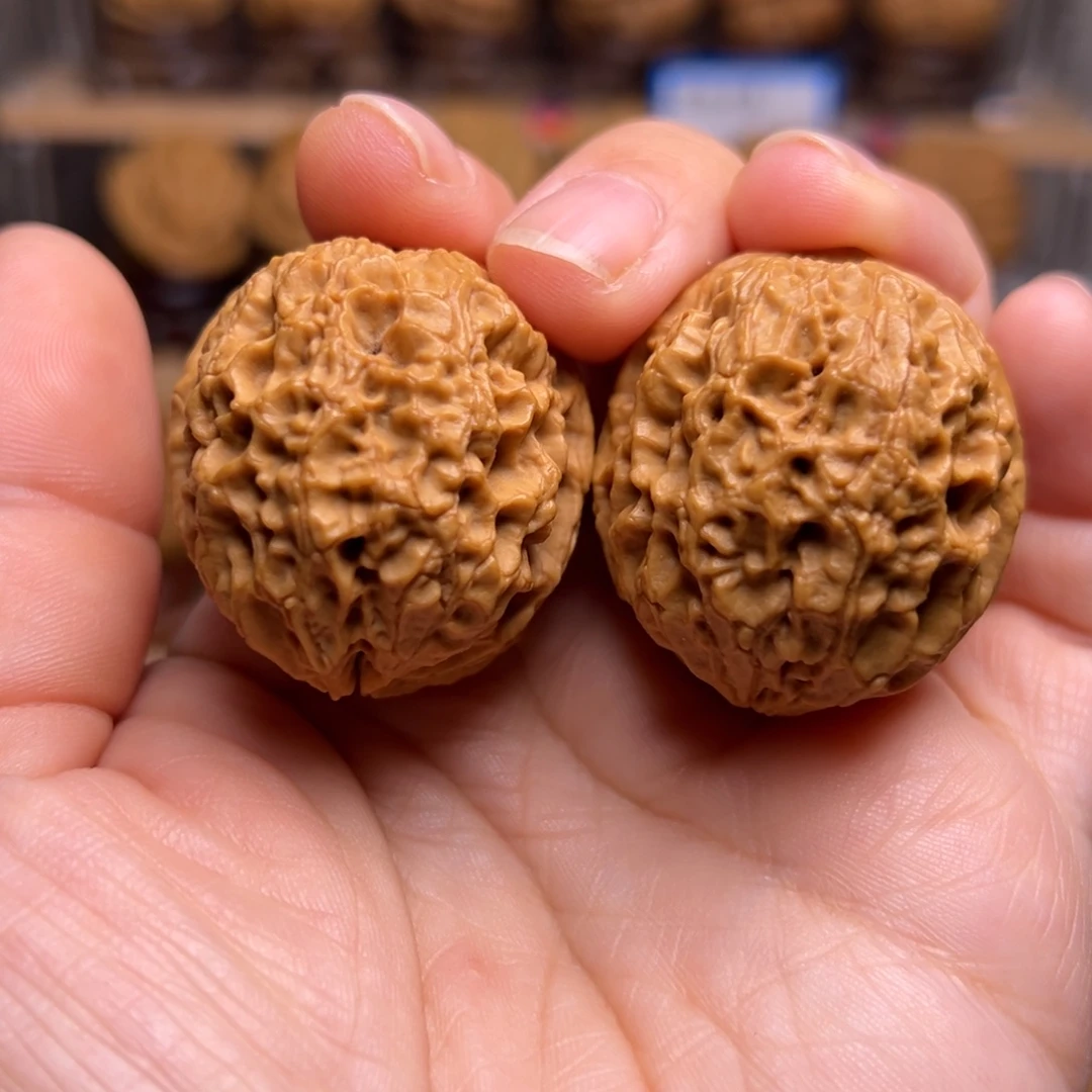 文玩核桃把件5w珊瑚纹绣球37尺