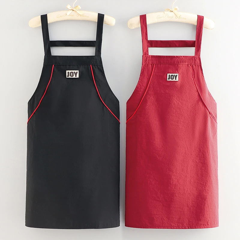 背带围裙防水厨房家用薄款做饭简约时尚无袖韩版定制logo印字围腰