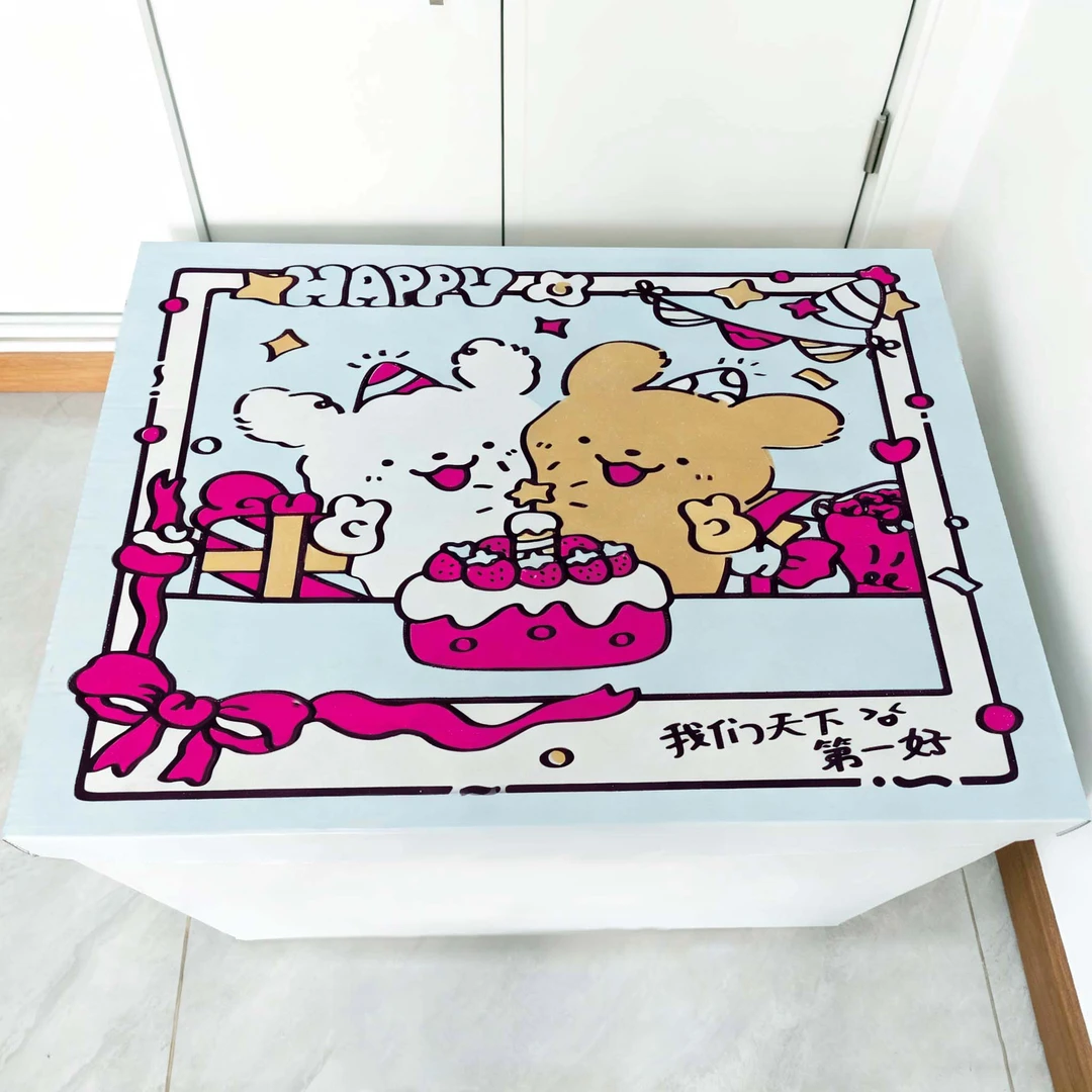 贴贴小狗礼品盒储物盒装零食装鞋盒大号带盖生日礼物空盒家用纸箱