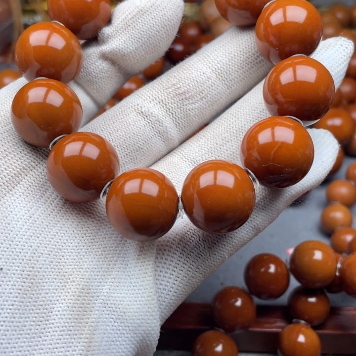 橄榄核手串/手链无**雨1.85鸡血红微花