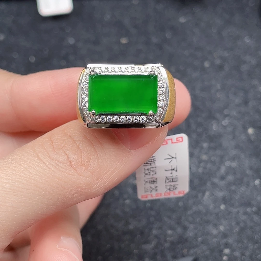 翡翠戒指银S925镶嵌天然a货翡翠2633