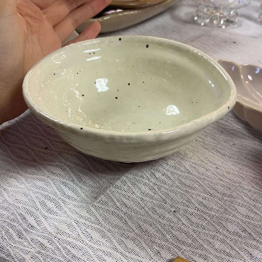 自***风橘吉芝麻釉片口钵子