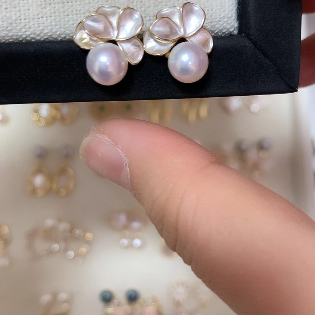 淡水珍珠耳饰合金