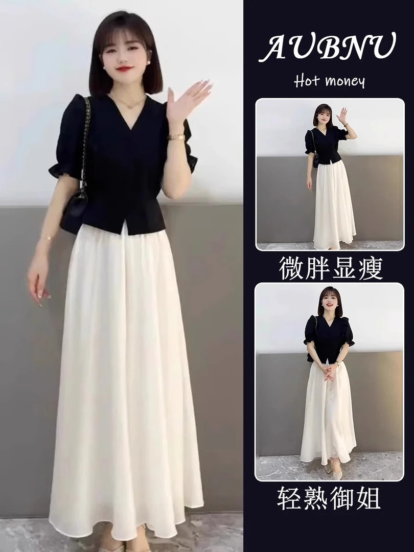 通勤穿搭赫本风法式小众黑色泡泡短袖上衣女夏独特超好看单穿小衫