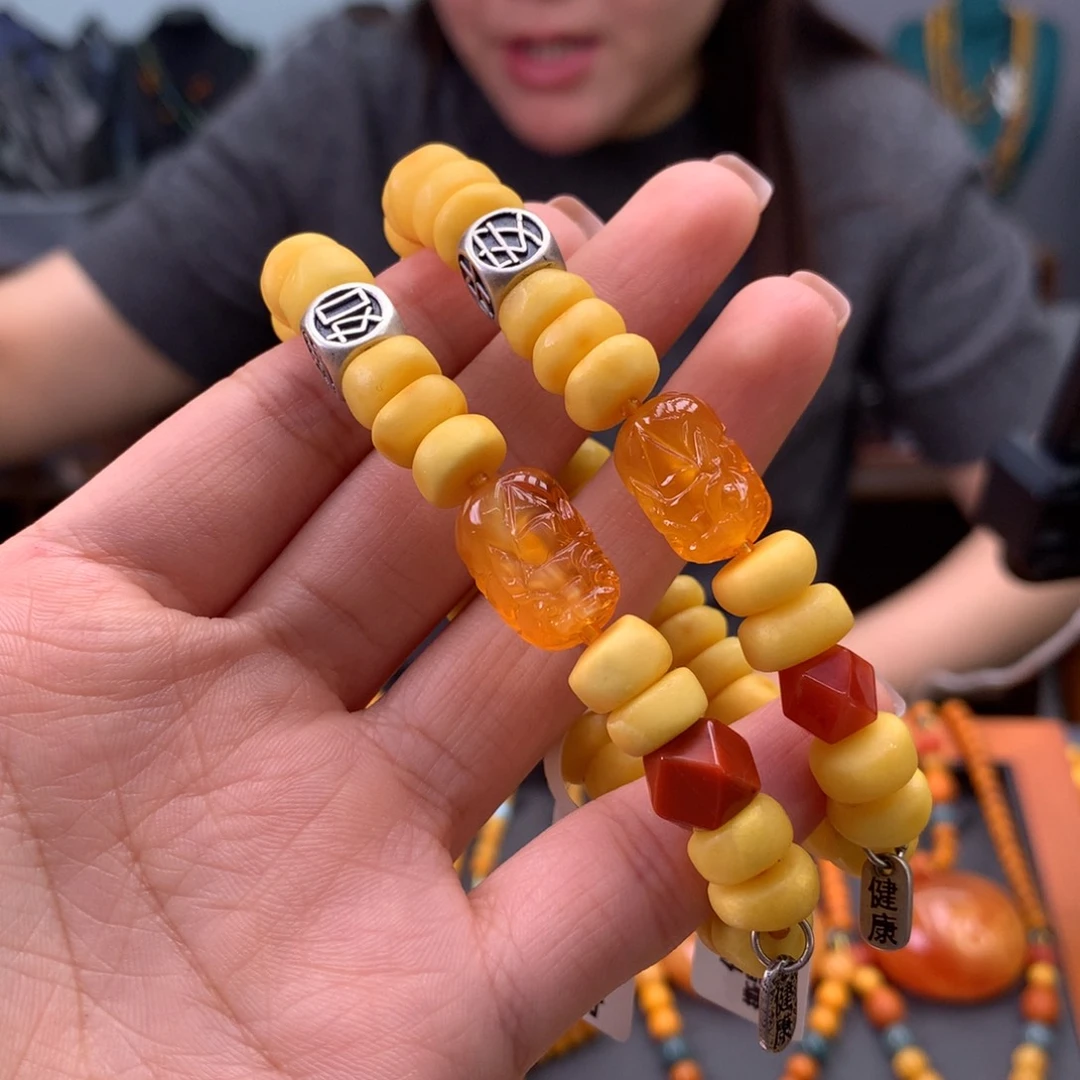 未镶嵌蜜蜡手串多样性发一