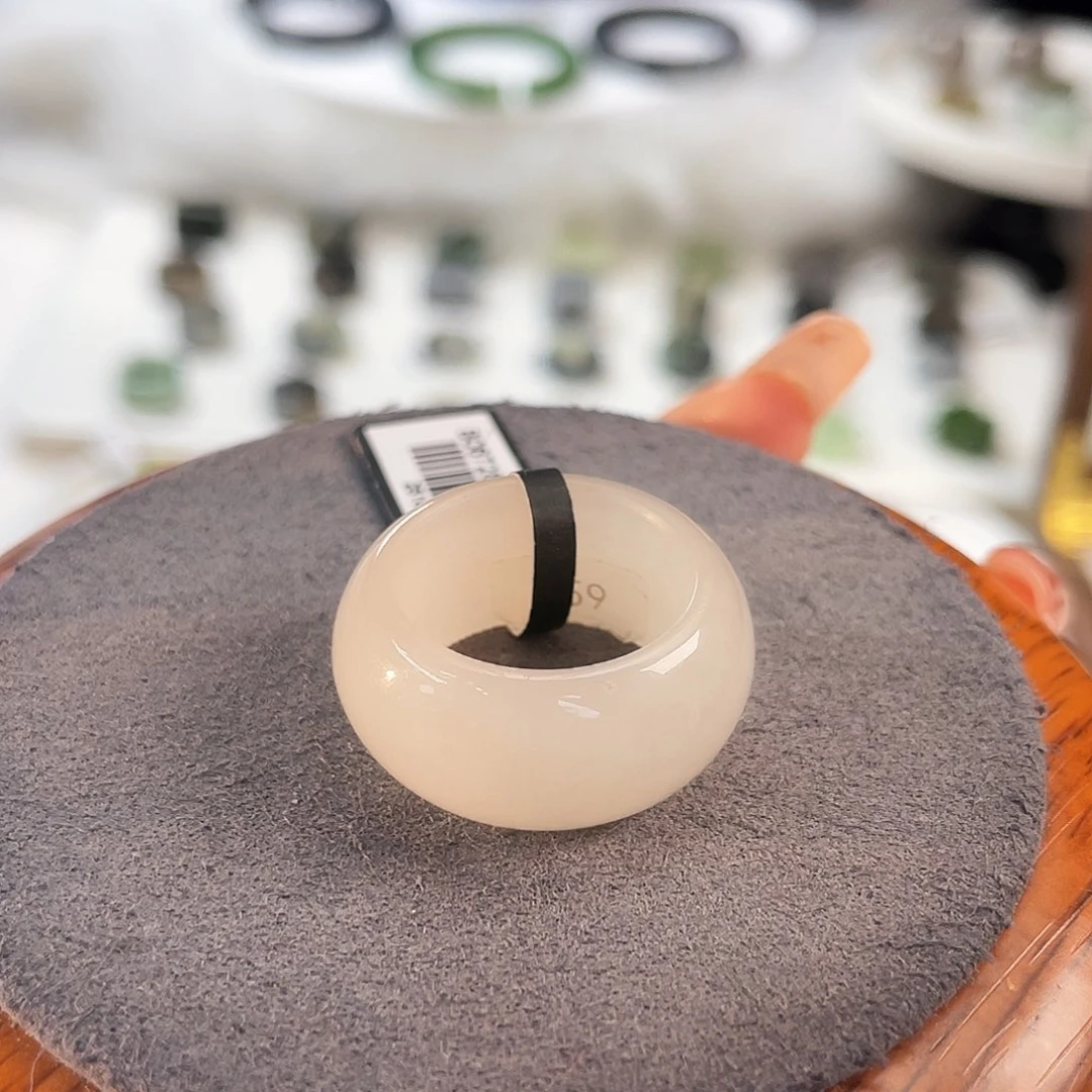 和田玉未镶嵌戒指c56 高货 藕粉墩墩18.1