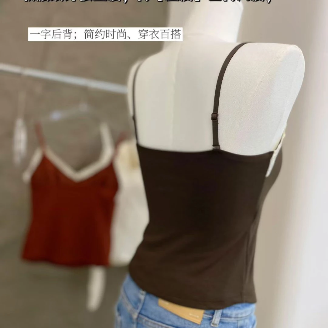 美式辣妹针织假两件吊带背心女夏季时尚纯欲显瘦外穿上衣