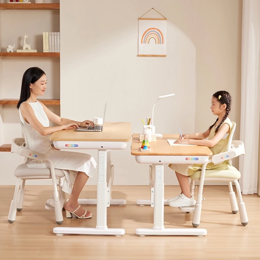 七色花灵智榉木包安装儿童学习桌书桌小学生实木桌可升降实木桌