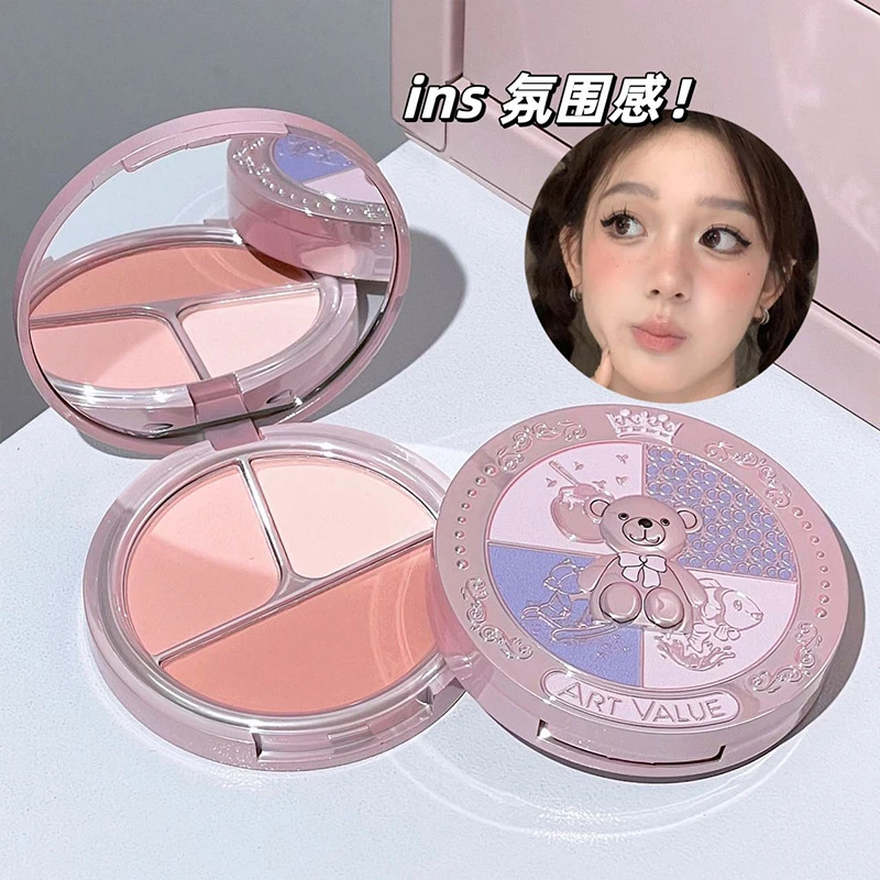 腮红盘细腻自然三色显白韩系嫩妹低饱和纯欲高光哑光新手持久裸妆