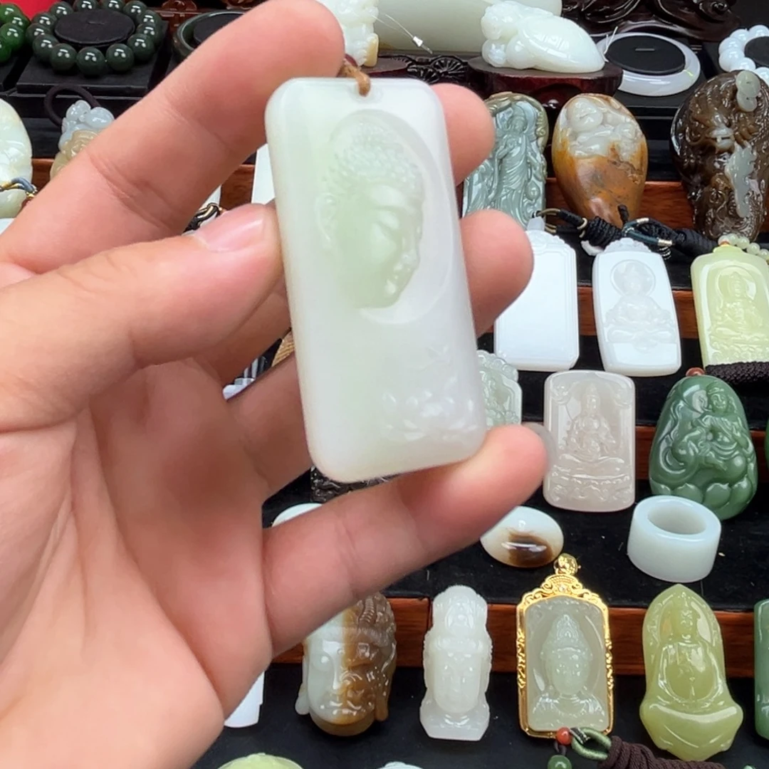 和田玉银S925镀金镶嵌挂件