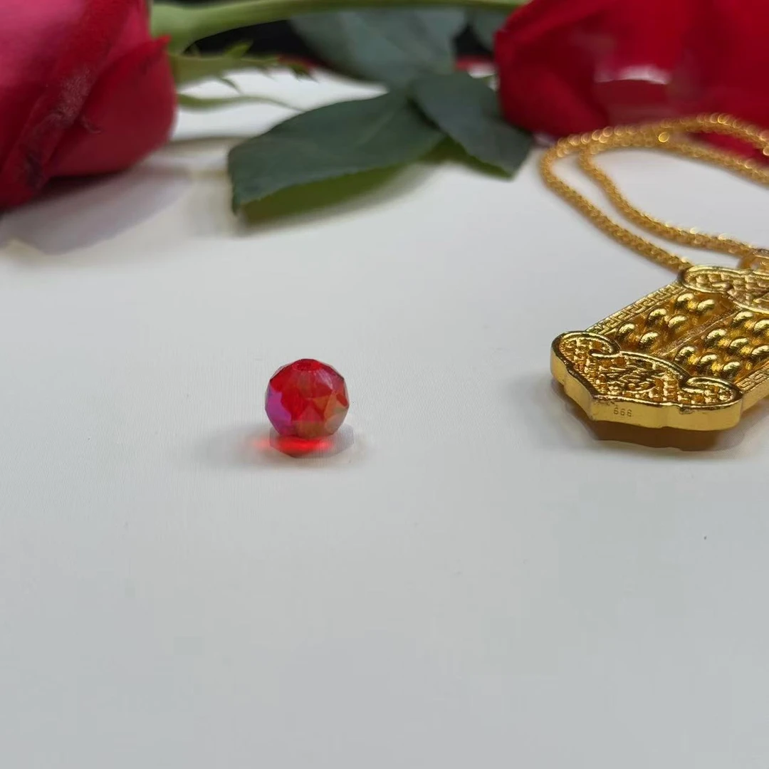 高定精奢S599钻切红单珠赠吊坠J37