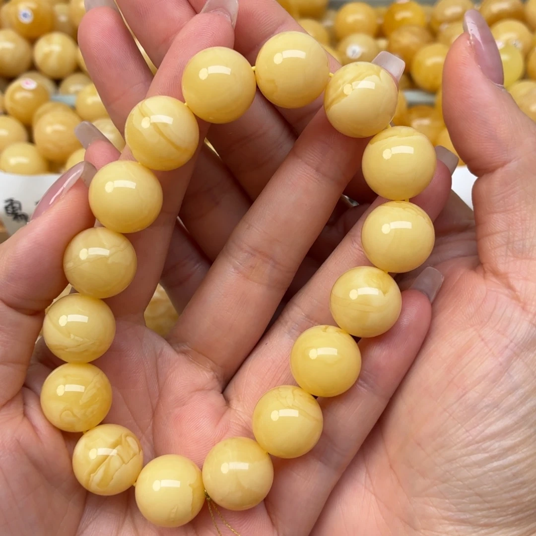 裸石蜜蜡未镶嵌15+同料浓蜡手串