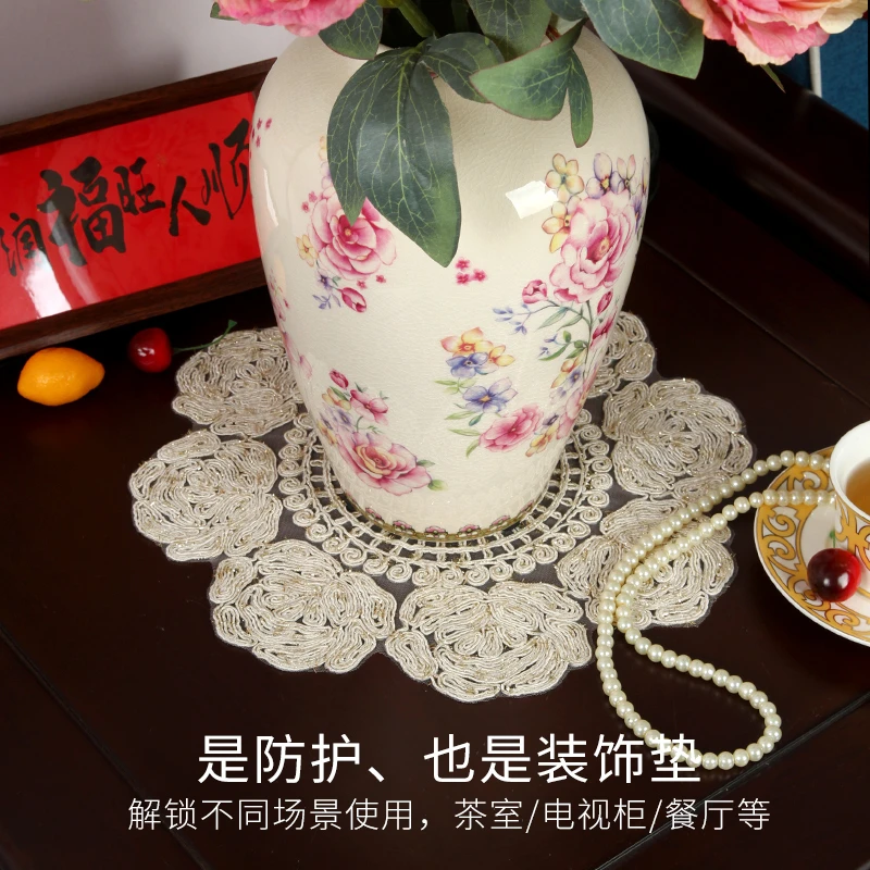 【买一发二】外贸出口刺绣餐垫杯垫花瓶装饰垫子高端复古刺绣多用垫