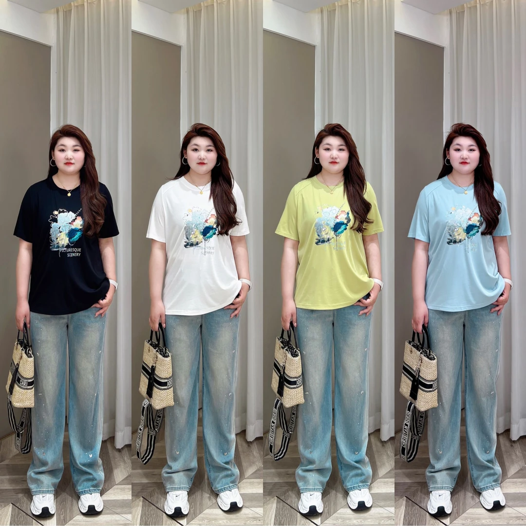 【上新现货】PMM81646春夏圆领花卉休闲风短袖潮流百搭女款T恤