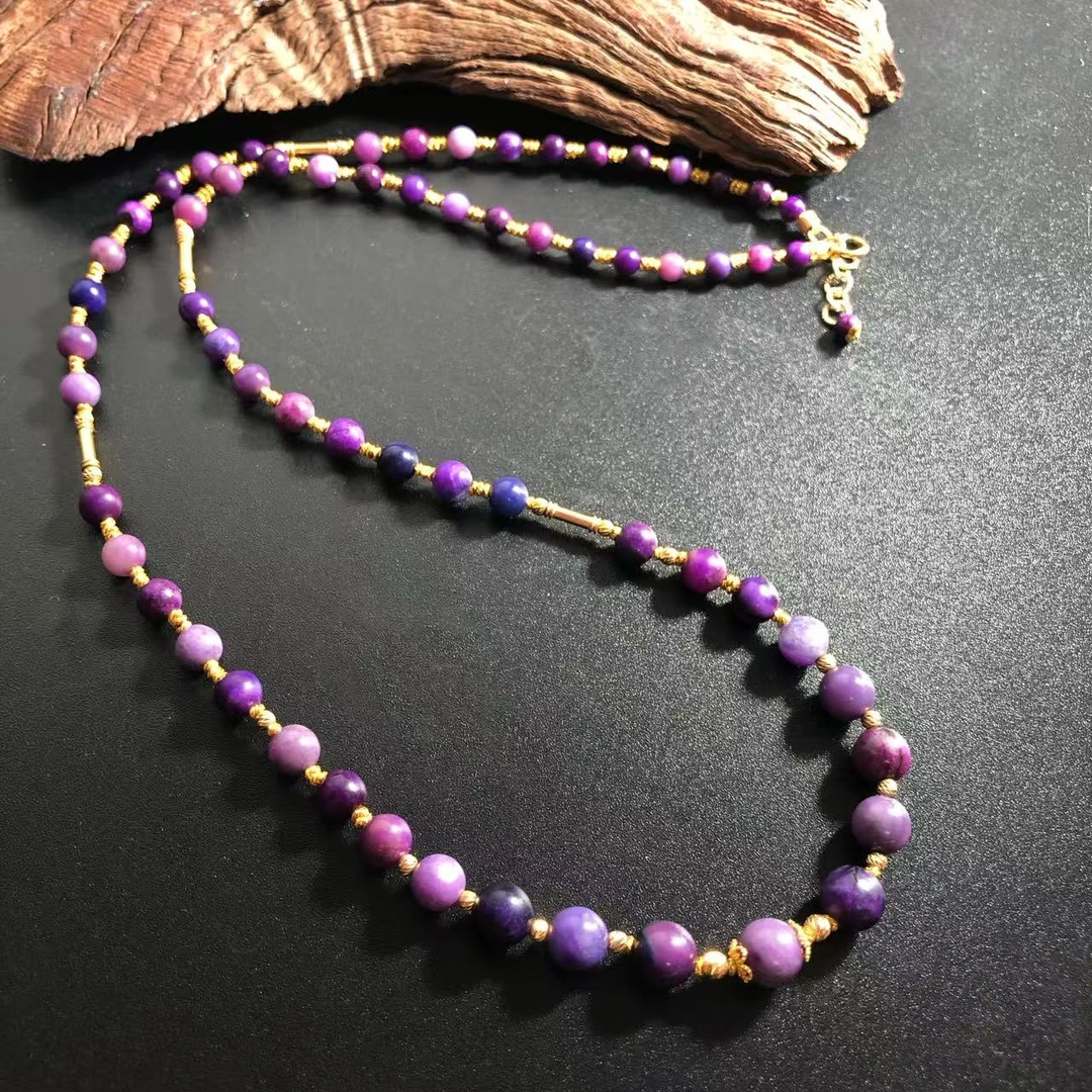 【圣芭黎】18K天然舒俱来项链帝王樱花紫圆珠6-3-D0693多样性发一