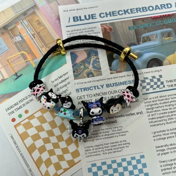 合金手链 diy手绳库洛米可爱黑色少女时尚