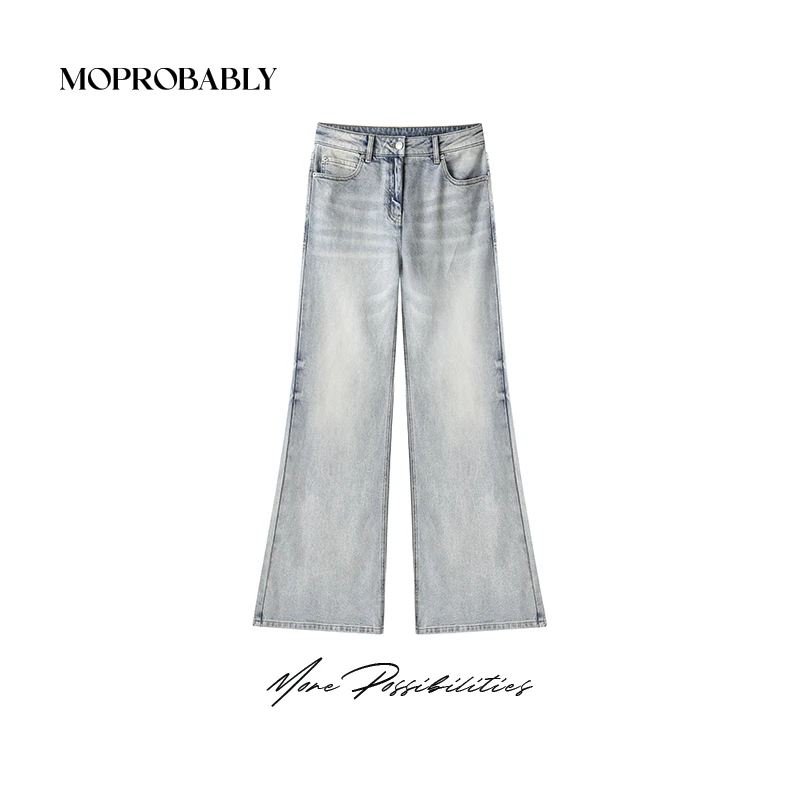 Moprobably李予诺「你的时代」美式高街复古时尚喇叭牛仔裤L5173009