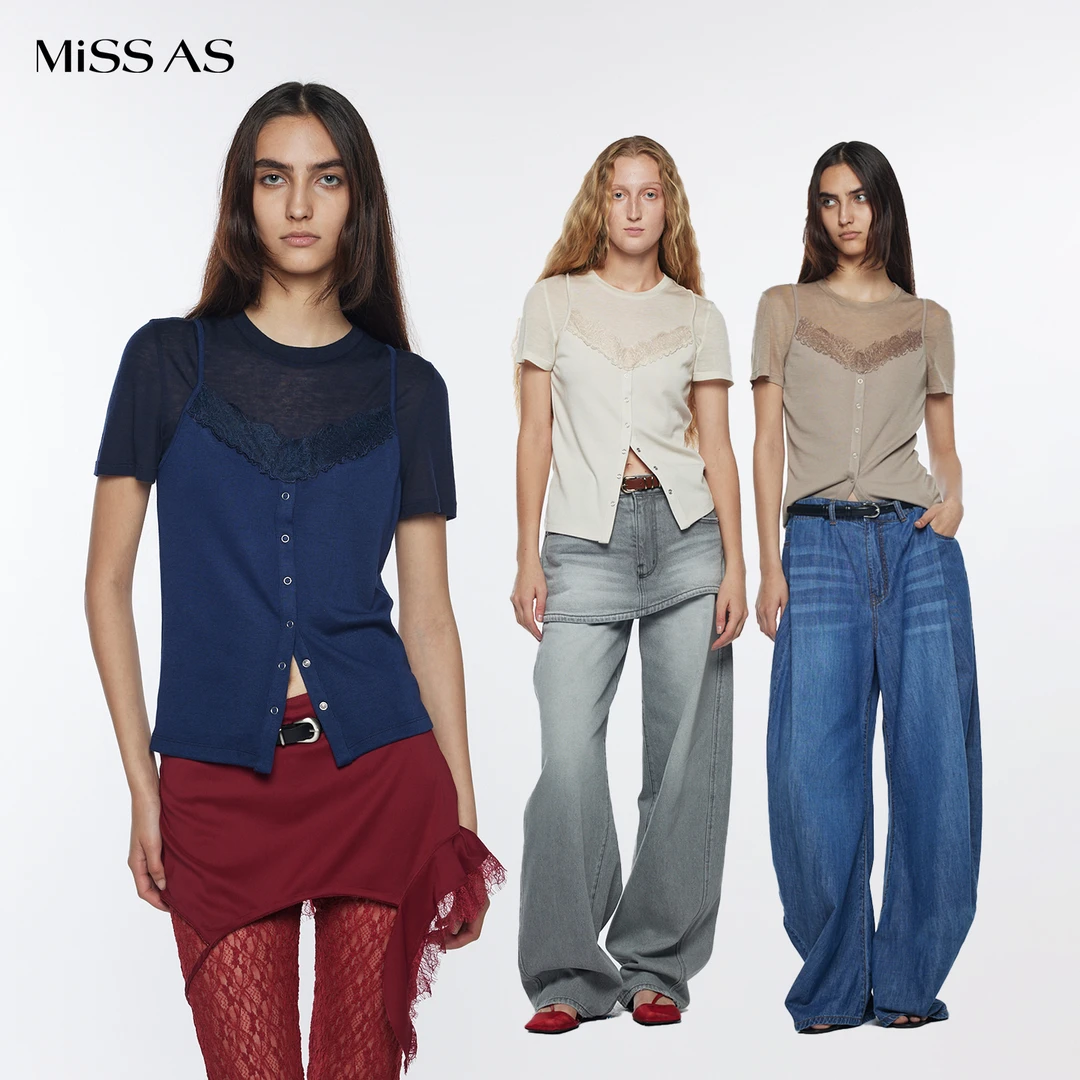 拍一发二【YCH】简约百搭吊带叠穿拼接T恤短袖气质上衣26早春新款