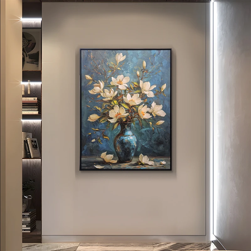 【云起】油画风手工肌理画名画栀子花装饰画轻奢客厅挂画花5070