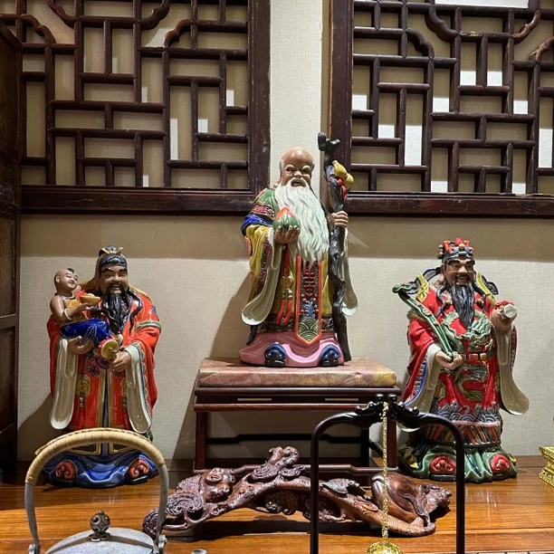 三星福禄寿客厅玄关电视柜乔迁新居家居装饰品摆件中式礼品陶瓷