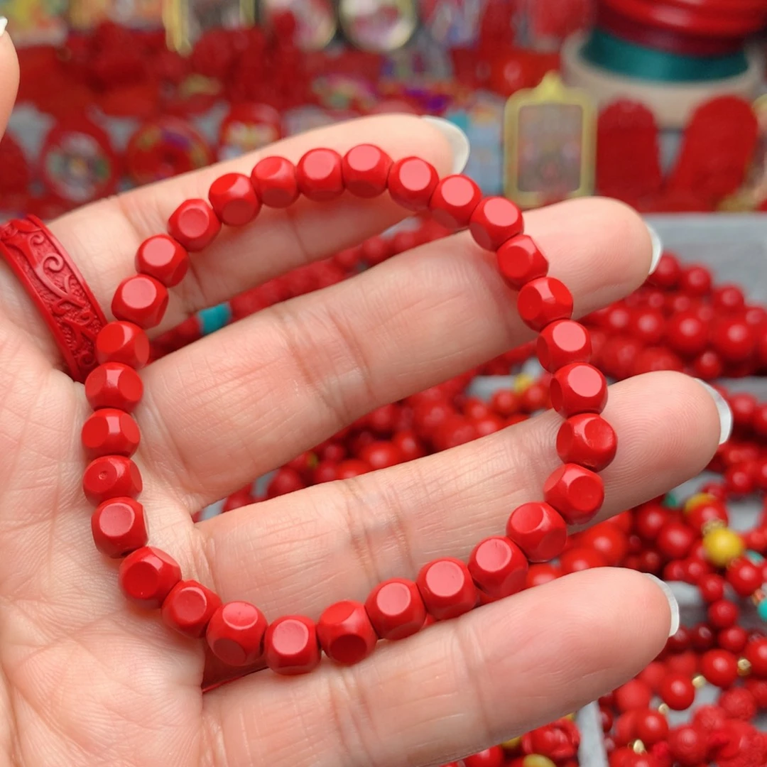 天然辰砂工艺品朱砂方糖手串