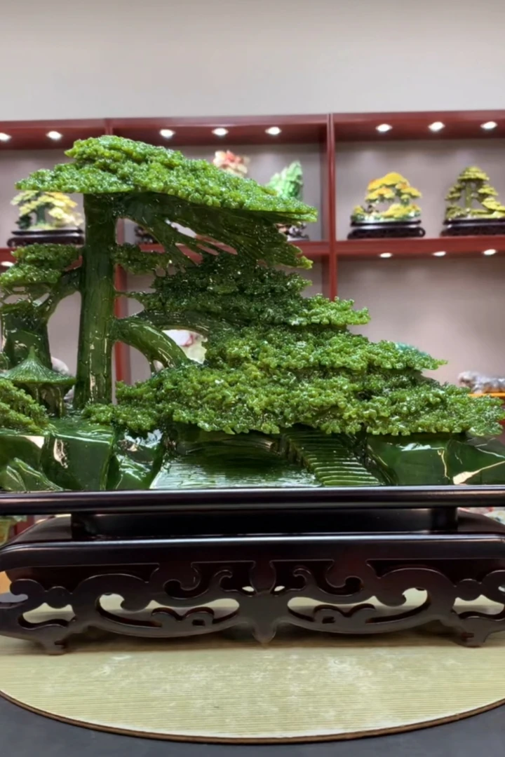 8950家居装饰摆件玉石雕刻电视柜玄关新中式创意书房山水花鸟白菜