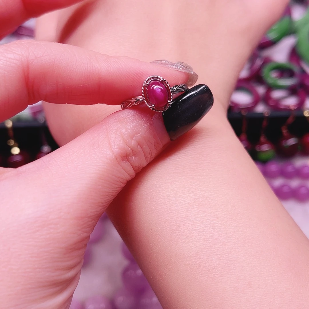 红宝石银S925镶嵌戒指