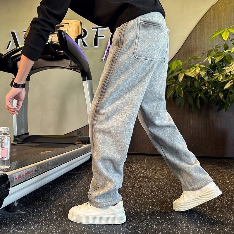 高端直筒卫裤男士2025新款春秋冬季男裤运动休闲裤子男款加绒加厚