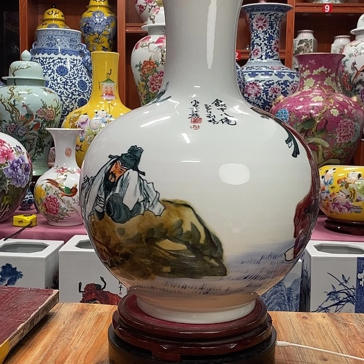 用***0景德镇陶瓷手工手绘花瓶摆件