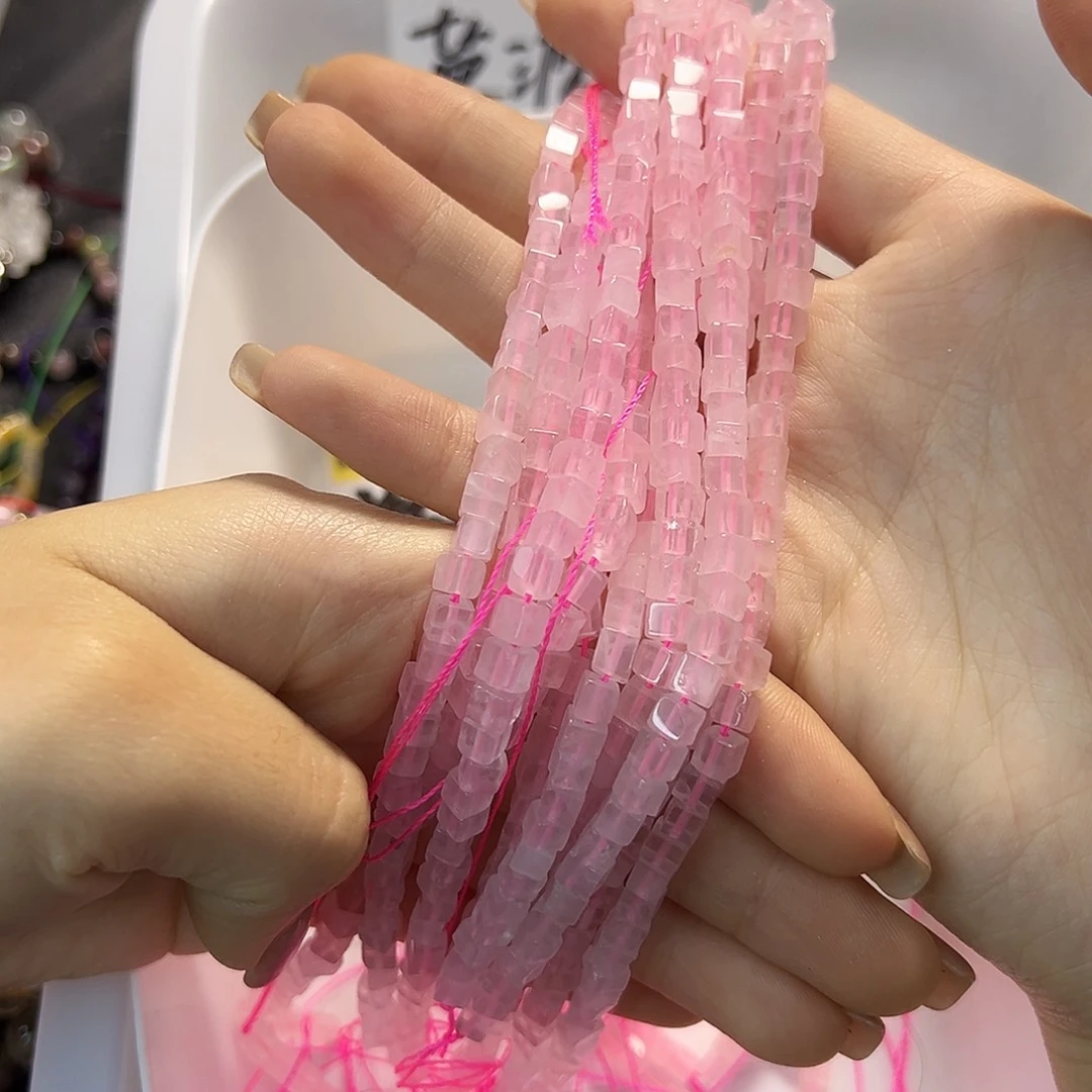 玛瑙/玉髓合金珠宝半成品粉水方糖卡4一条
