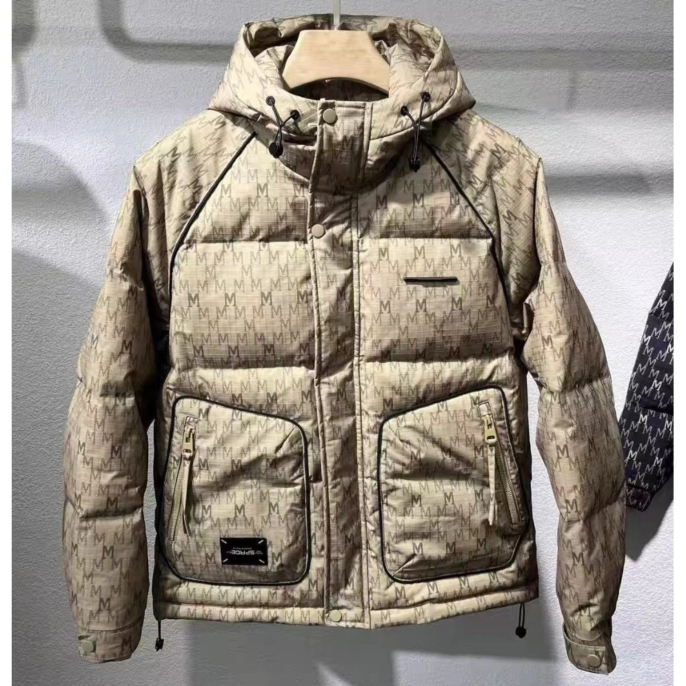 7838冬季新款印花连帽男士百搭简约外套