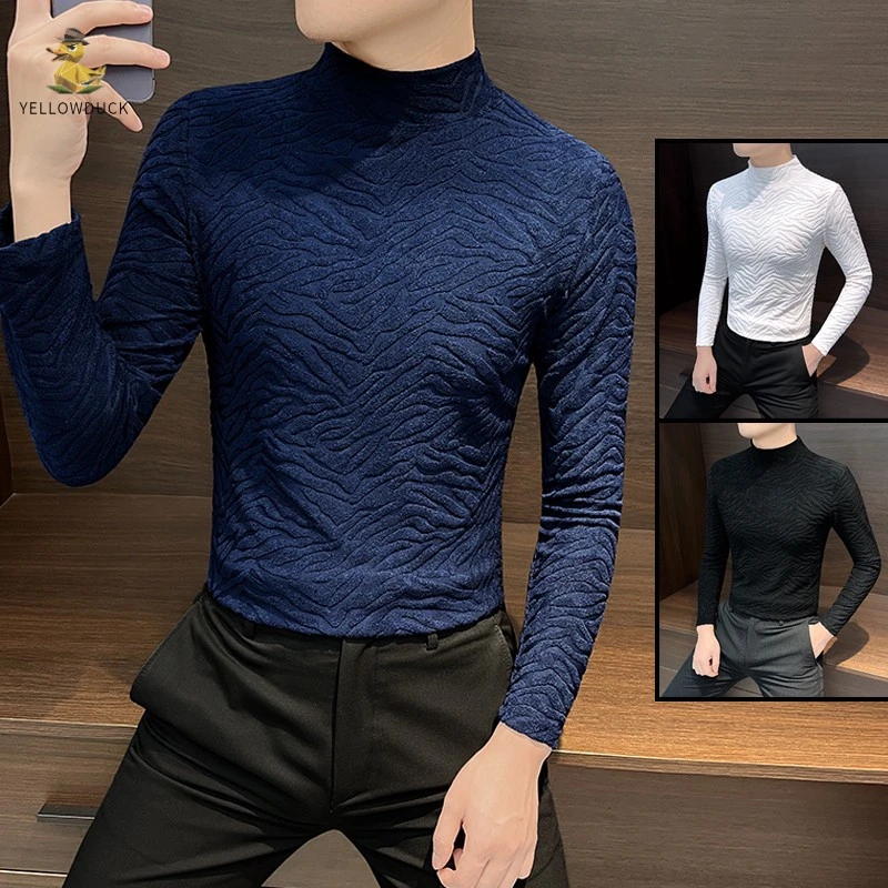 半高领打底衫男秋冬保暖2025新款高级感冬季中领内搭长袖t恤男款