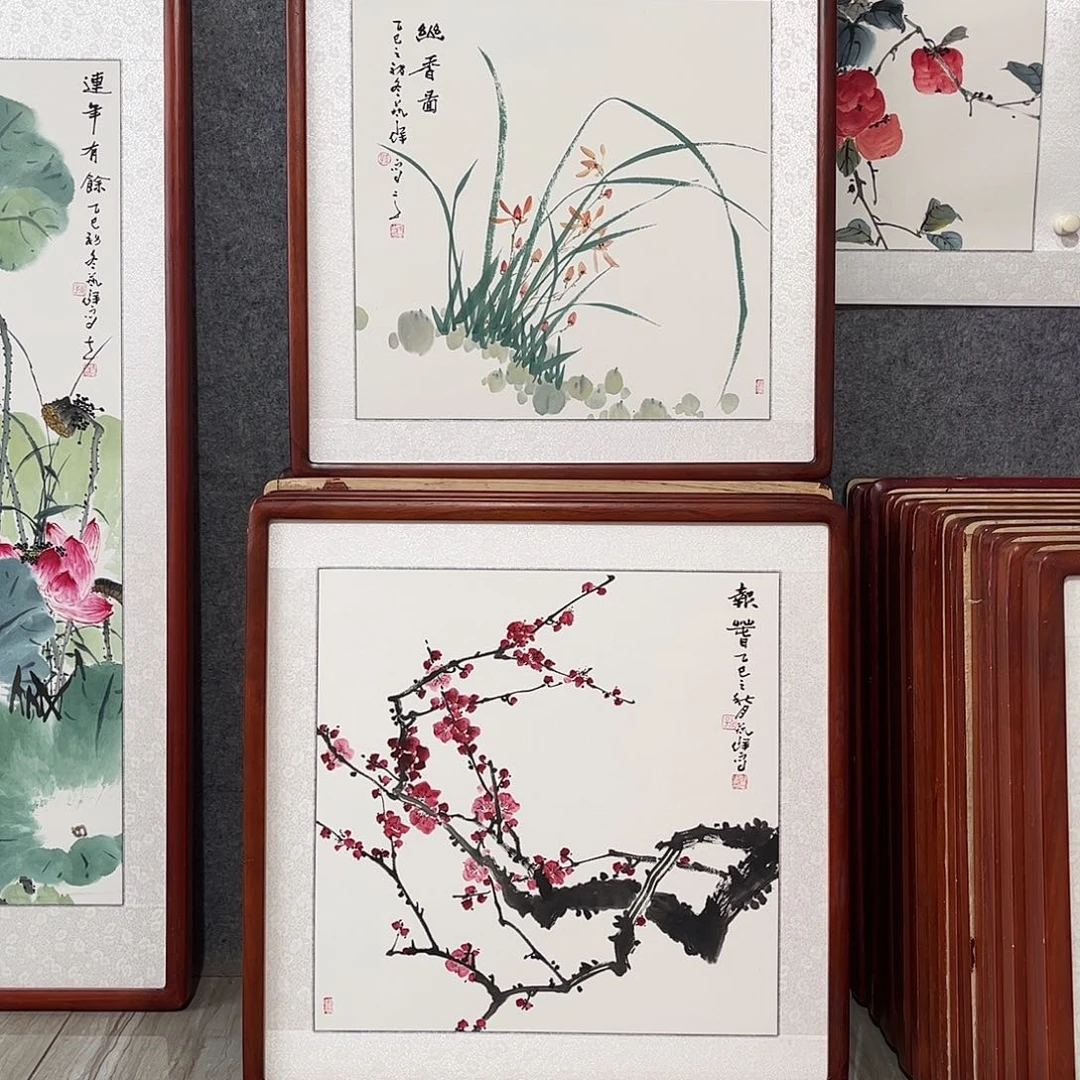 国画书画作品带框63×63