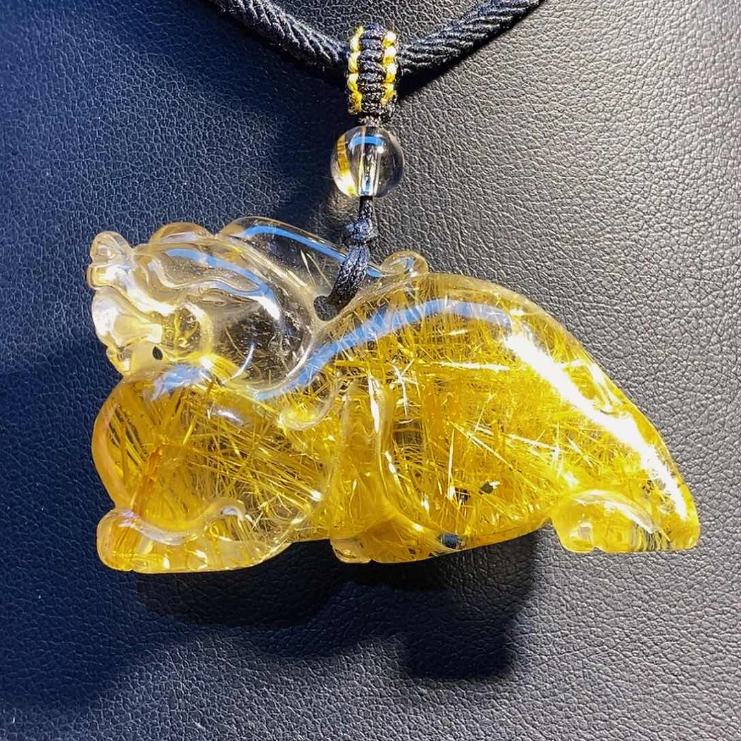 颈饰未镶嵌水晶天然钛晶貔貅手把件吊坠