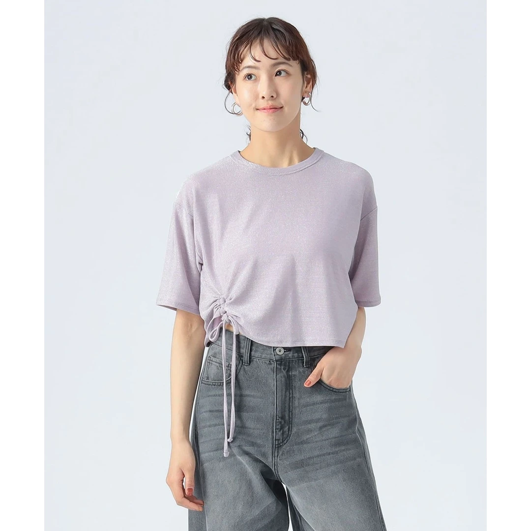 【小E家】夏季新款 B 时尚抽绳设计T恤简约休闲个性纯色上衣