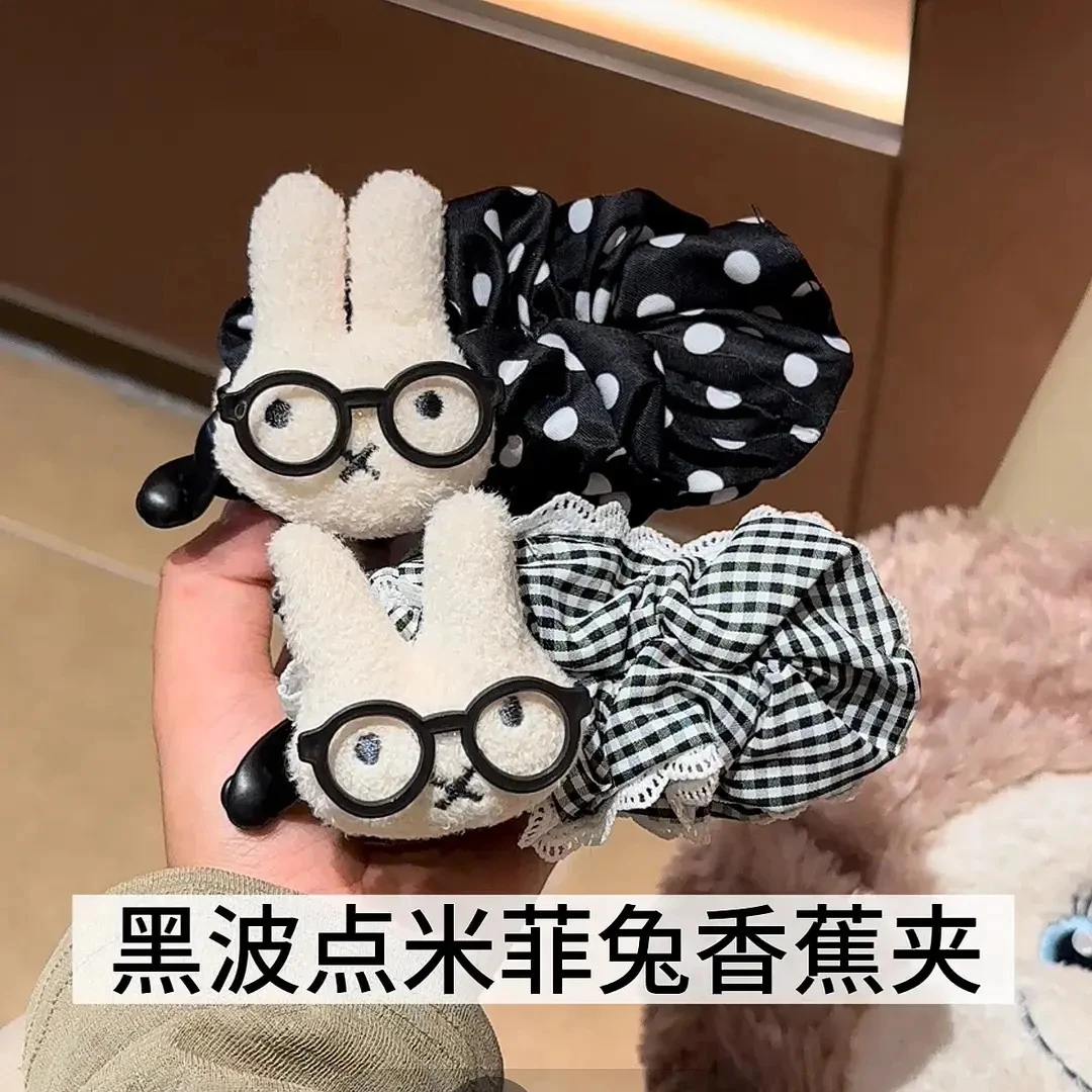 米菲兔大号波点香蕉夹仙女风后脑勺高马尾巨显发量可爱黑色系发饰