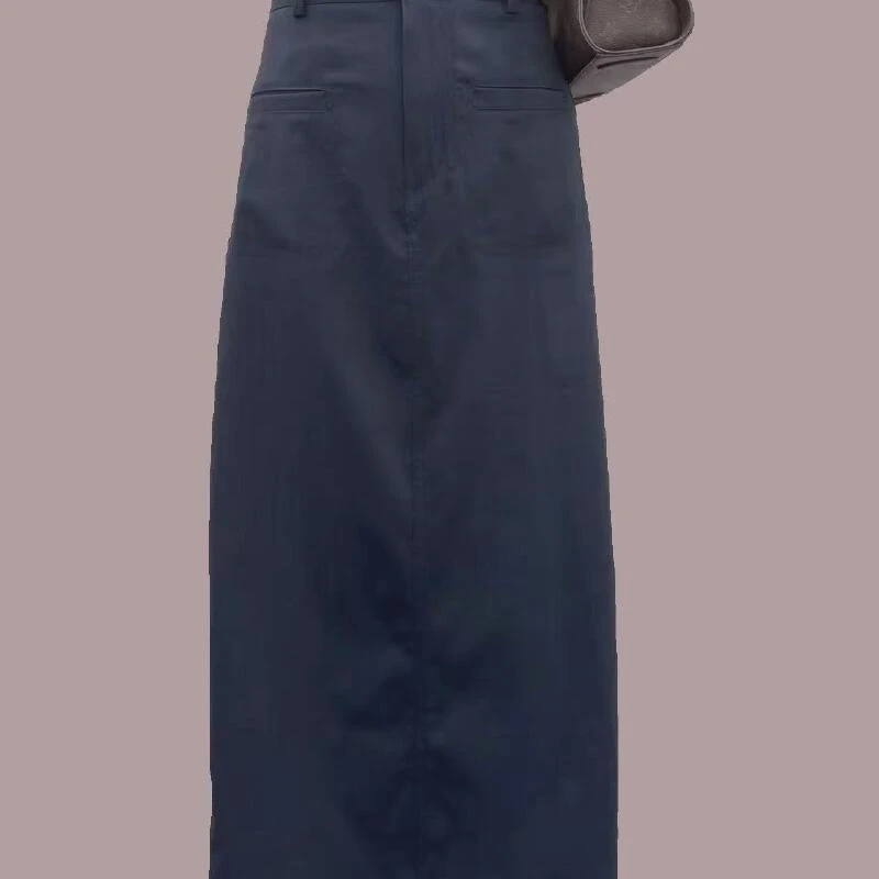 秋季新款高腰a字包臀直筒开叉中长款女半身裙XX-9890